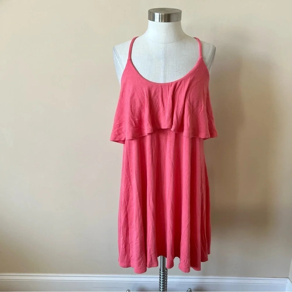 Free People beach tiered layered ruffle crisscrossed back dress 5910 - Picture 2 of 8